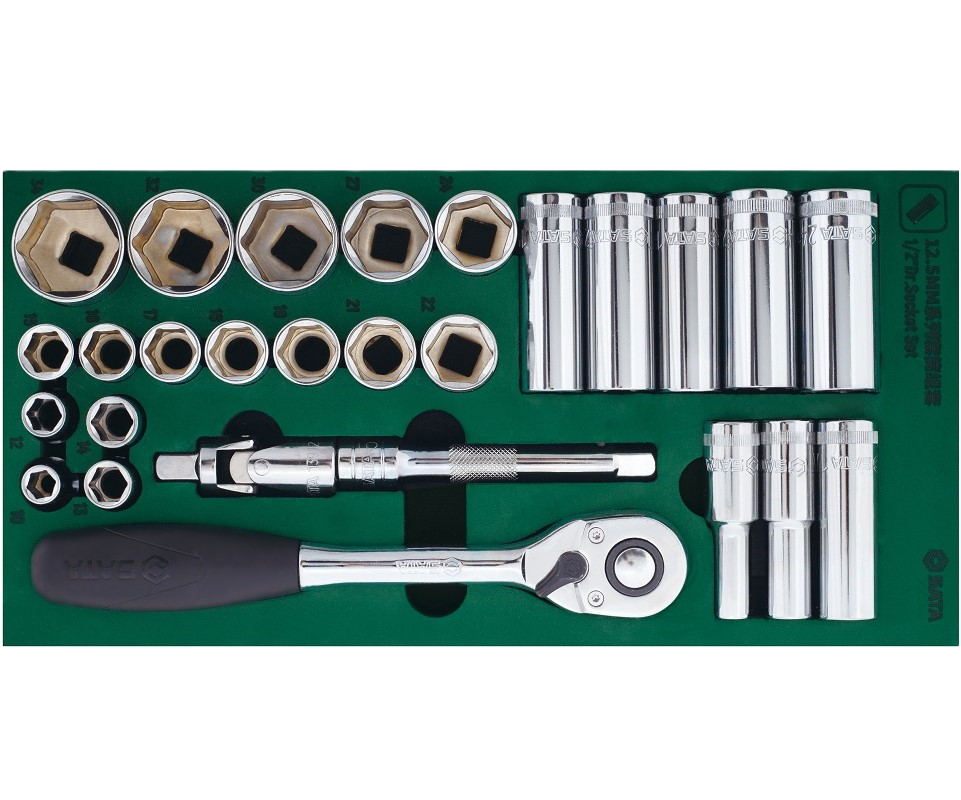 ST09903SJ 27 Pc. 1/2” Drive 6 Point Metric Socket Tray Set